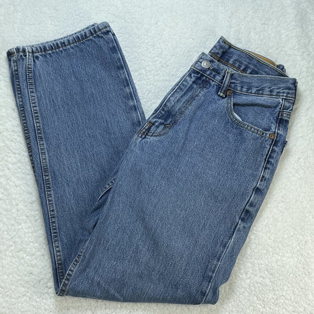 Levis Jeans Mens 40x30 Blue 505 Straight Leg Stonewash High Rise Denim